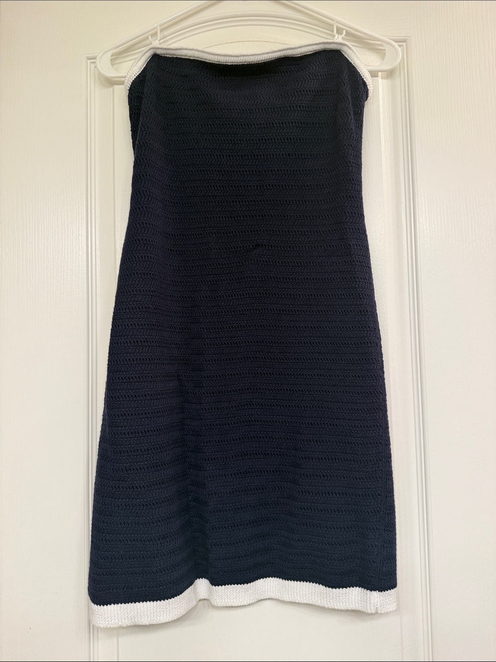 Abercrombie & Fitch Navy Strapless Knit Dress with White Trim